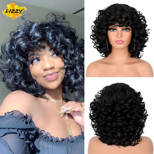 DivaWave - Short Curly Wavy Glueless Wig With Elastic Belt